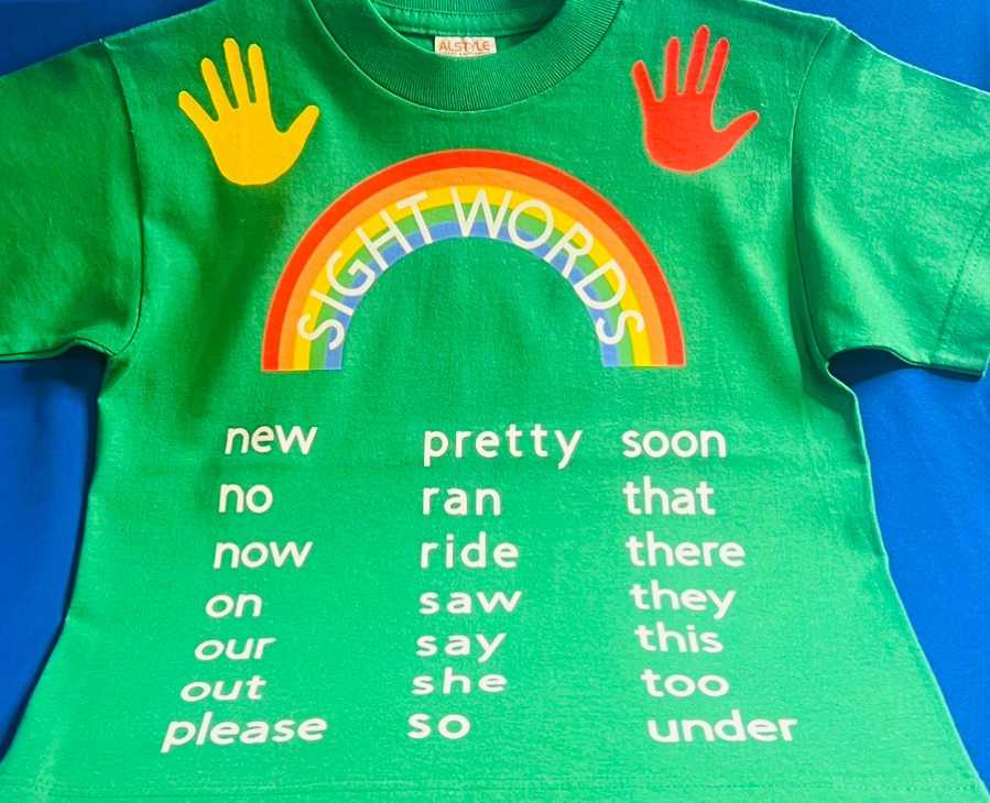 Kindergarten Sight Word Shirt (Green) - Image 4