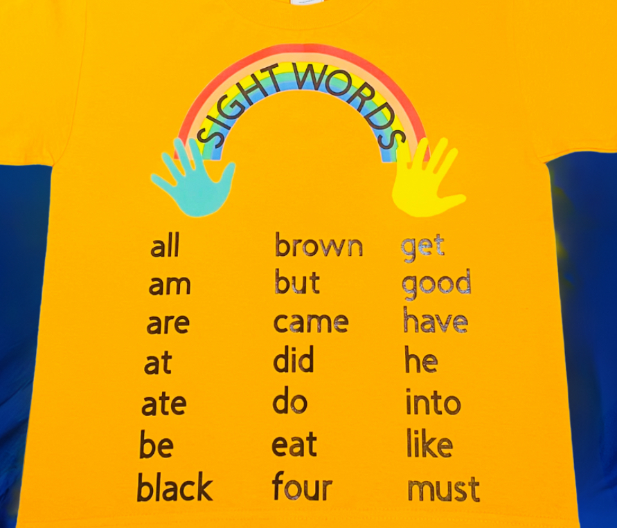 Kindergarten Sight Word Shirt (Orange) - Image 2
