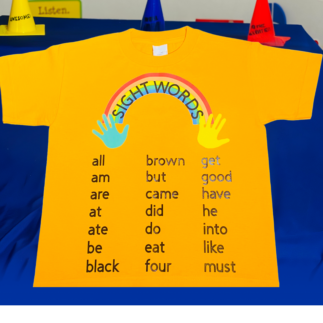 Kindergarten Sight Word Shirt (Orange)