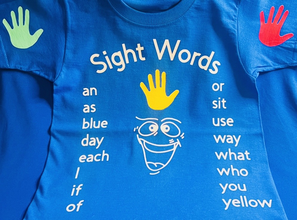Kindergarten Sight Word Shirt (Blue) - Image 4